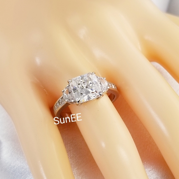 NEW 925 STERLING SILVER WOMENS ENGAGEMENT DIAMOND SET RING - Picture 2 of 3